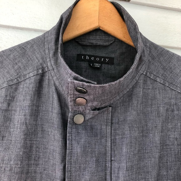 Theory Field Jacket Zippers Linen Grey Small - Picture 3 of 11